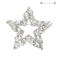 CRYSTAL RHINESTONE OPEN STAR CLUSTER BROOCH PIN